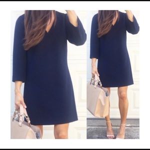 J. Crew Crepe Navy V-Neck Wool Dress